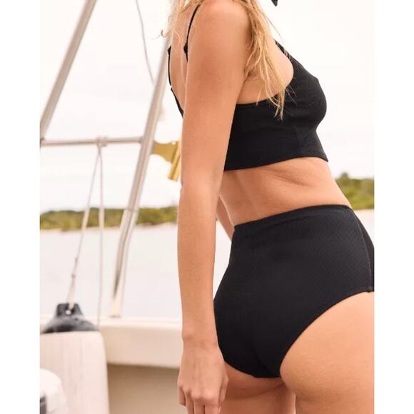 Aerie Black High Waisted Full Coverage Bikini Bottom NWT Women's Medium Swimwear - Picture 4 of 12